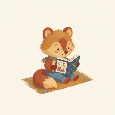Лисёнок читает книгу